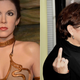 Princess Leia wax figure at Madame Tussaud London; Carrie Fisher in 2009. Images via Getty.